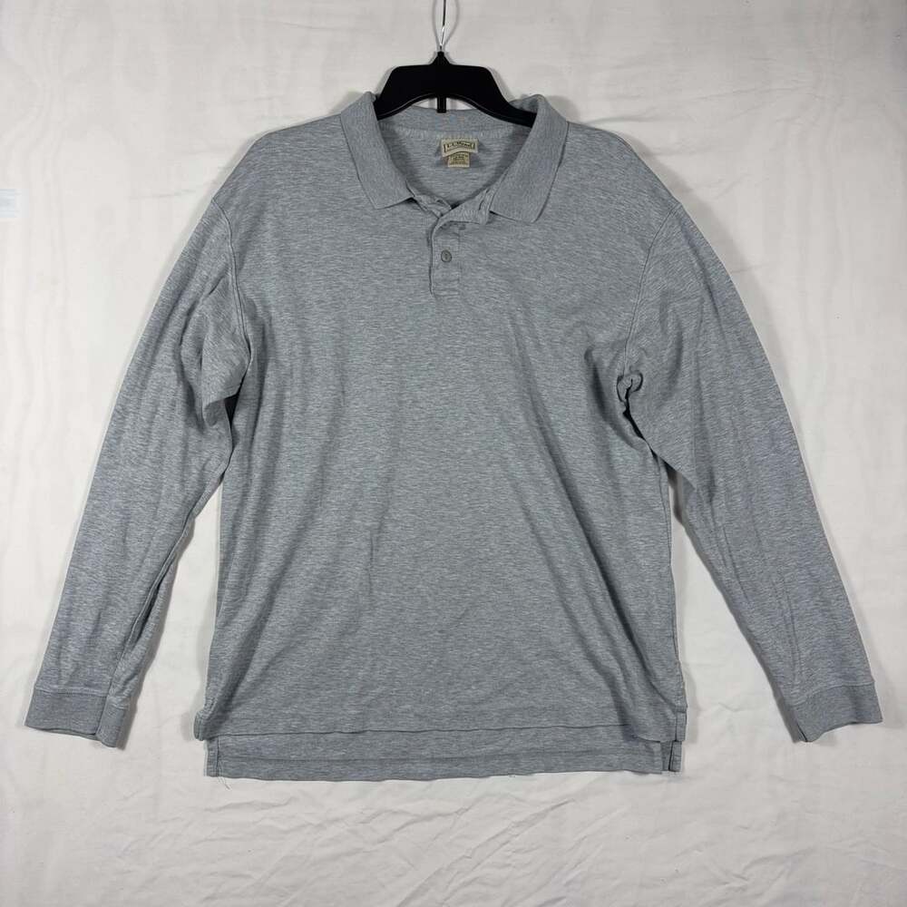 L.L. Bean Long Sleeve Polo Shirt LG-REG Gray